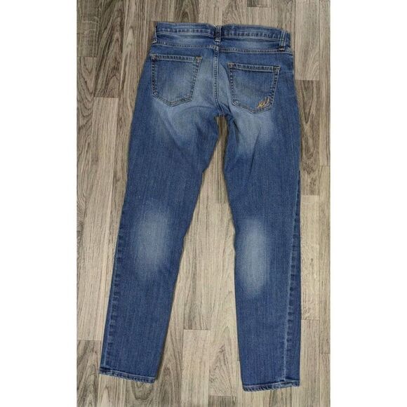 Express Womens Size 00 Girlfriend Whiskered Skinny Denim Blue Jeans - Picture 2 of 10